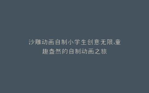 沙雕动画自制小学生创意无限,童趣盎然的自制动画之旅