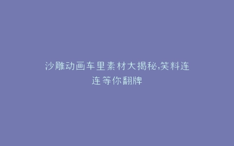 沙雕动画车里素材大揭秘,笑料连连等你翻牌