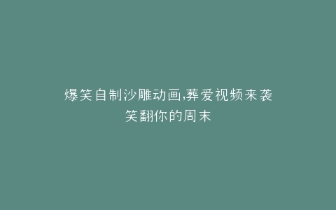 爆笑自制沙雕动画,葬爱视频来袭笑翻你的周末