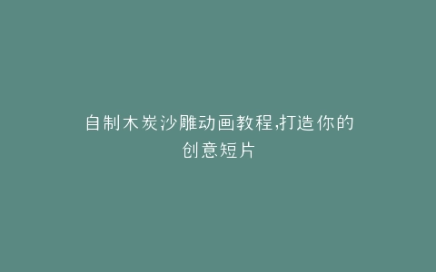 自制木炭沙雕动画教程,打造你的创意短片