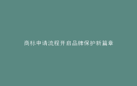 商标申请流程开启品牌保护新篇章