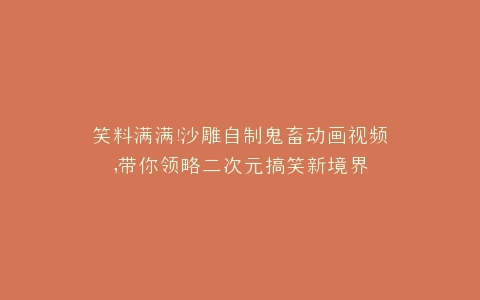 笑料满满沙雕自制鬼畜动画视频,带你领略二次元搞笑新境界
