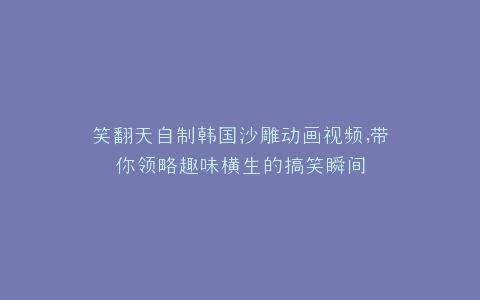笑翻天自制韩国沙雕动画视频,带你领略趣味横生的搞笑瞬间