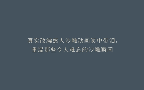 真实改编感人沙雕动画笑中带泪,重温那些令人难忘的沙雕瞬间