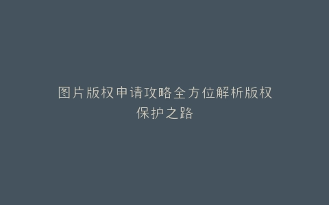 图片版权申请攻略全方位解析版权保护之路