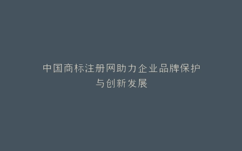 中国商标注册网助力企业品牌保护与创新发展