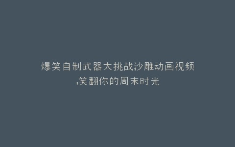 爆笑自制武器大挑战沙雕动画视频,笑翻你的周末时光