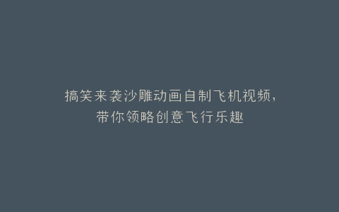 搞笑来袭沙雕动画自制飞机视频,带你领略创意飞行乐趣