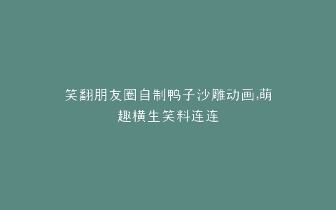 笑翻朋友圈自制鸭子沙雕动画,萌趣横生笑料连连