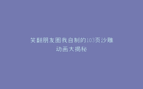 笑翻朋友圈我自制的103页沙雕动画大揭秘