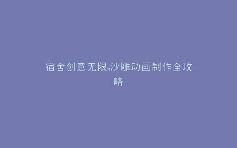 宿舍创意无限,沙雕动画制作全攻略