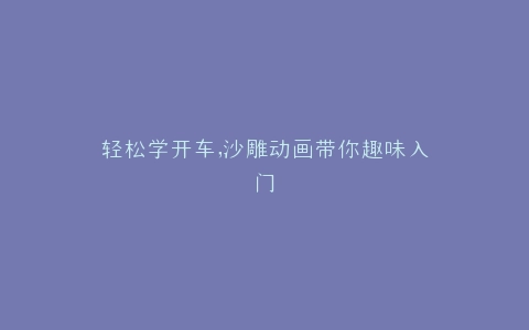 轻松学开车,沙雕动画带你趣味入门