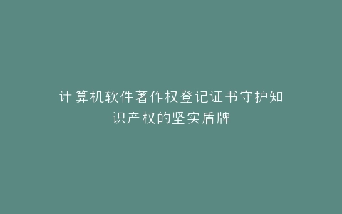 计算机软件著作权登记证书守护知识产权的坚实盾牌