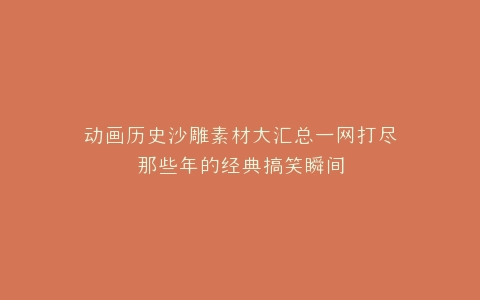 动画历史沙雕素材大汇总一网打尽那些年的经典搞笑瞬间