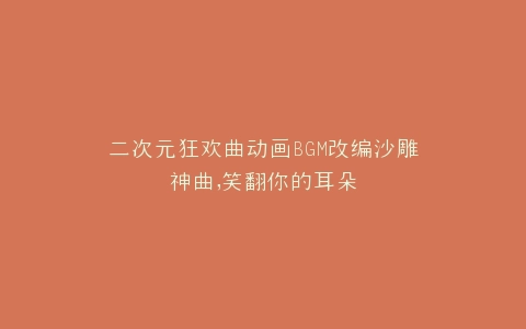 二次元狂欢曲动画BGM改编沙雕神曲,笑翻你的耳朵