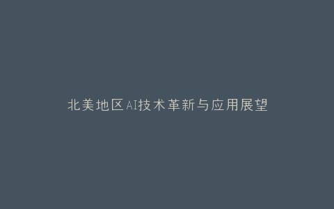 北美地区AI技术革新与应用展望