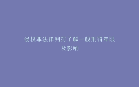侵权罪法律判罚了解一般刑罚年限及影响