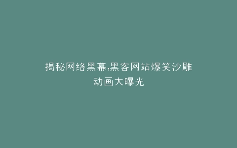 揭秘网络黑幕,黑客网站爆笑沙雕动画大曝光