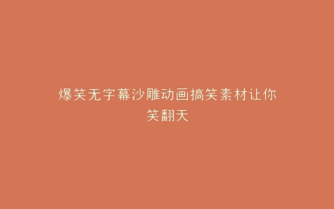 爆笑无字幕沙雕动画搞笑素材让你笑翻天