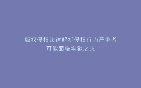 版权侵权法律解析侵权行为严重者可能面临牢狱之灾