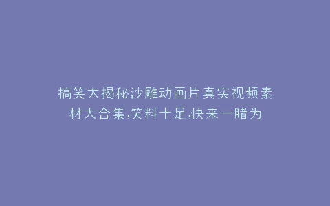 搞笑大揭秘沙雕动画片真实视频素材大合集,笑料十足,快来一睹为快