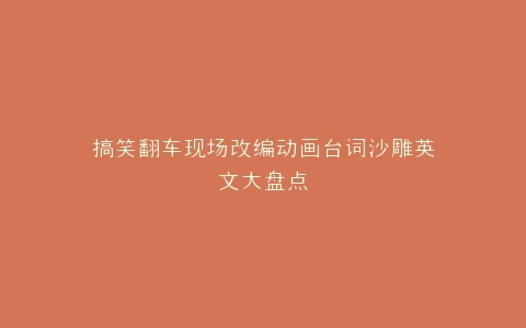搞笑翻车现场改编动画台词沙雕英文大盘点