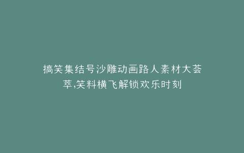 搞笑集结号沙雕动画路人素材大荟萃,笑料横飞解锁欢乐时刻