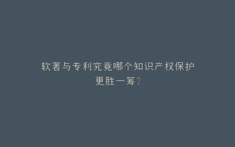 软著与专利究竟哪个知识产权保护更胜一筹?