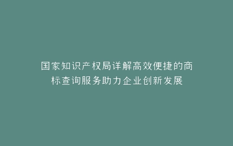 国家知识产权局详解高效便捷的商标查询服务助力企业创新发展