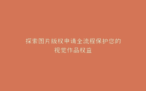 探索图片版权申请全流程保护您的视觉作品权益