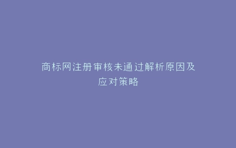 商标网注册审核未通过解析原因及应对策略