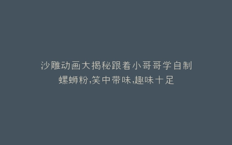 沙雕动画大揭秘跟着小哥哥学自制螺蛳粉,笑中带味,趣味十足