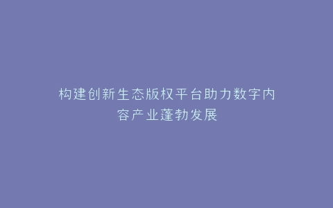 构建创新生态版权平台助力数字内容产业蓬勃发展