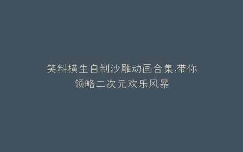 笑料横生自制沙雕动画合集,带你领略二次元欢乐风暴