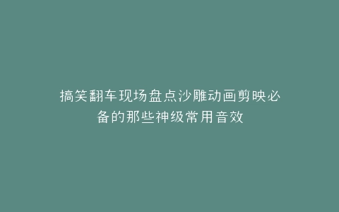 搞笑翻车现场盘点沙雕动画剪映必备的那些神级常用音效