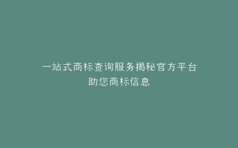 一站式商标查询服务揭秘官方平台助您商标信息