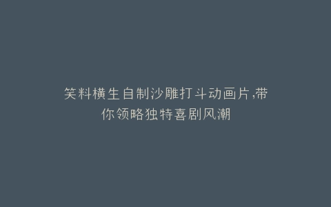 笑料横生自制沙雕打斗动画片,带你领略独特喜剧风潮